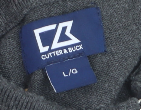 Cutter & Buck Men's Grey 1/2 Zip High Neck Polyester Jumper Size L