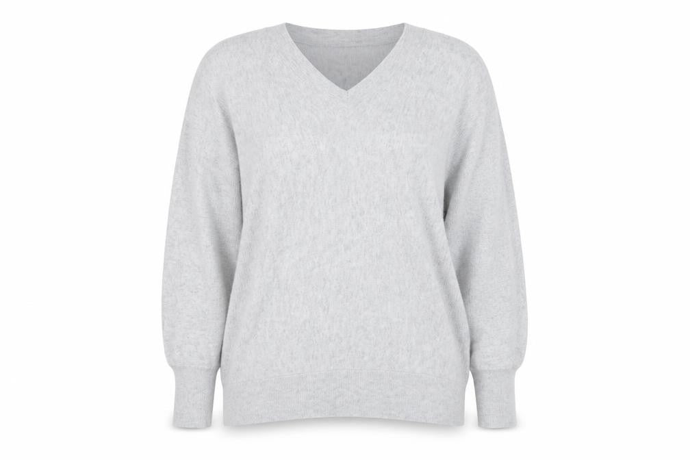 Mint Velvet Women’s Grey V-Neck Cotton Blend Jumper Size L