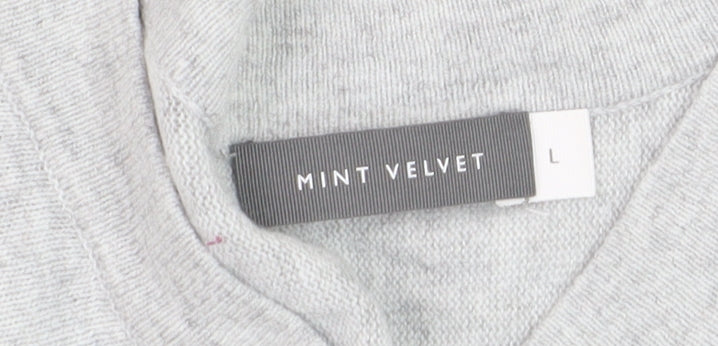 Mint Velvet Women’s Grey V-Neck Cotton Blend Jumper Size L