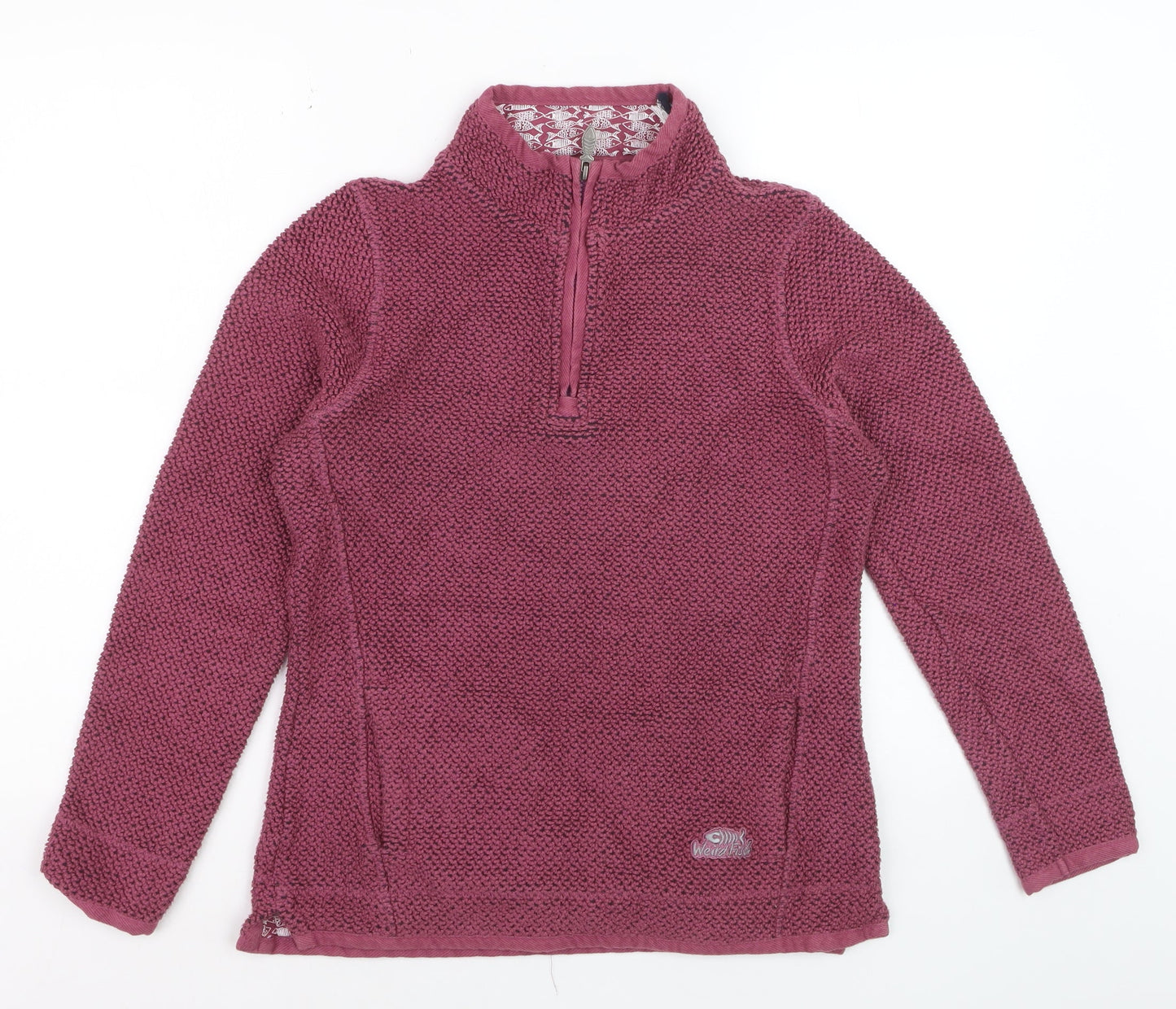 Weird Fish Womens Crushed Berry 1/4 Zip Pullover Sweatshirt Size 10