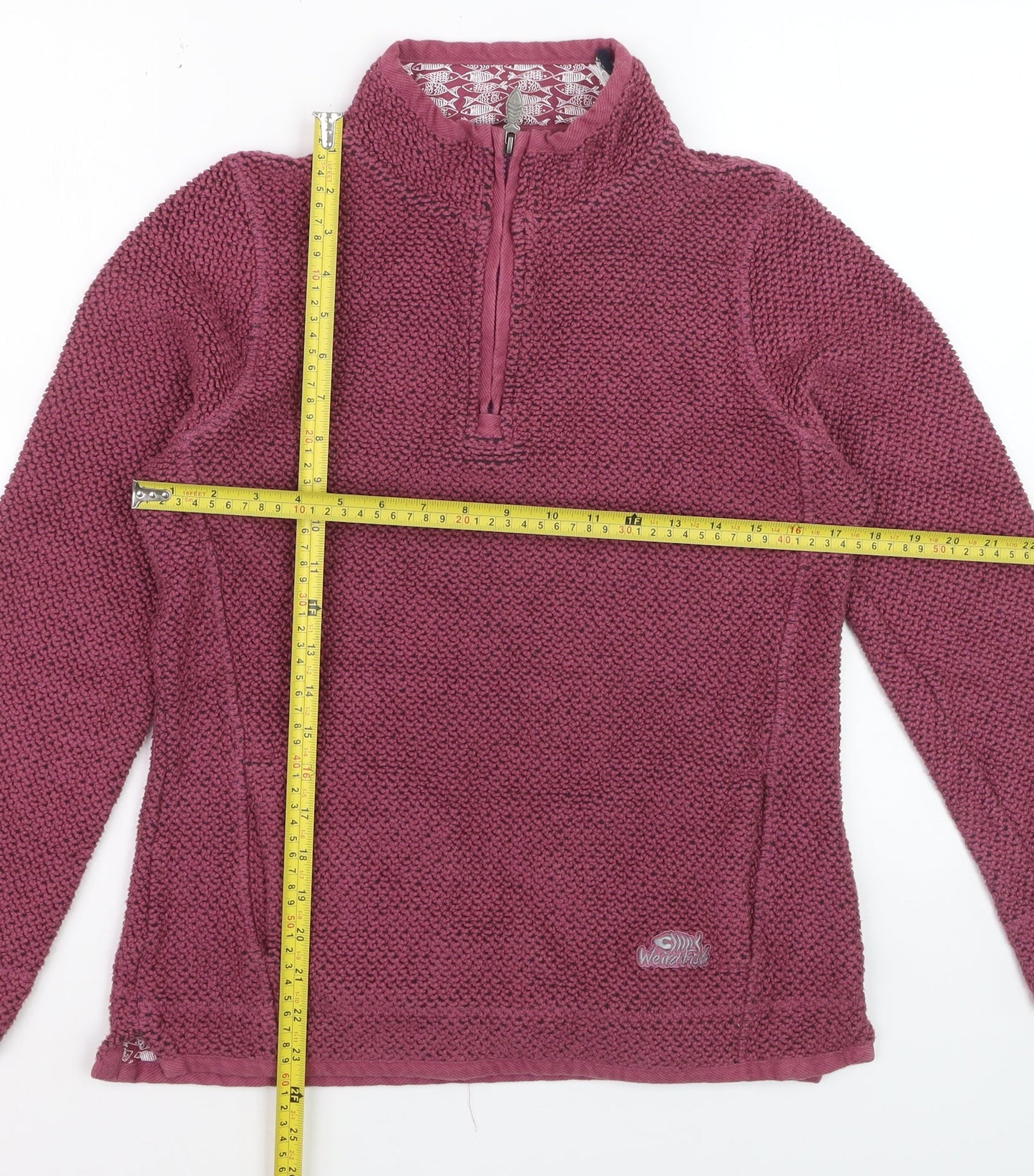 Weird Fish Womens Crushed Berry 1/4 Zip Pullover Sweatshirt Size 10