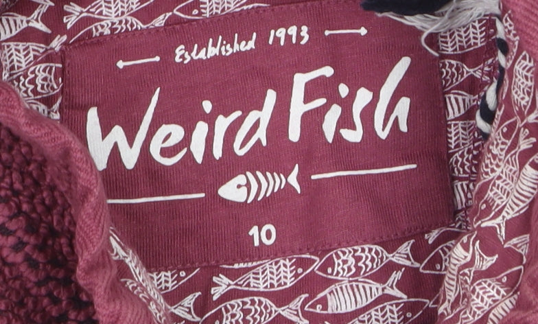 Weird Fish Womens Crushed Berry 1/4 Zip Pullover Sweatshirt Size 10