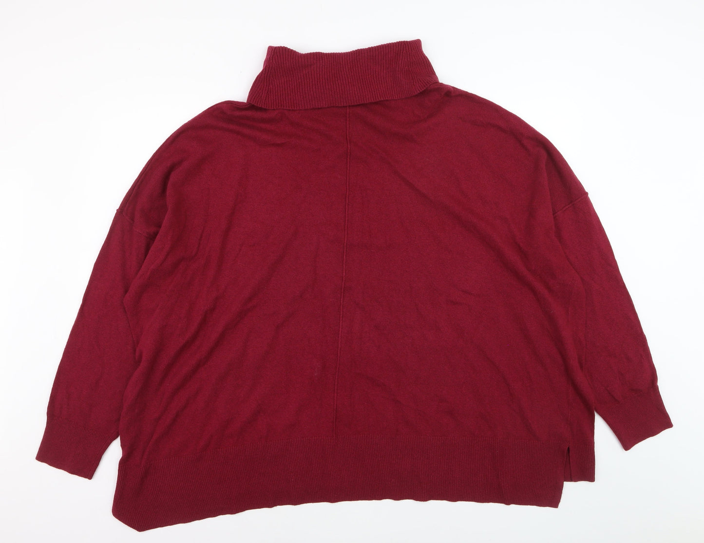 Live Unlimited Women's Red Roll Neck Plus Size 28 Relaxed Fit Jumper