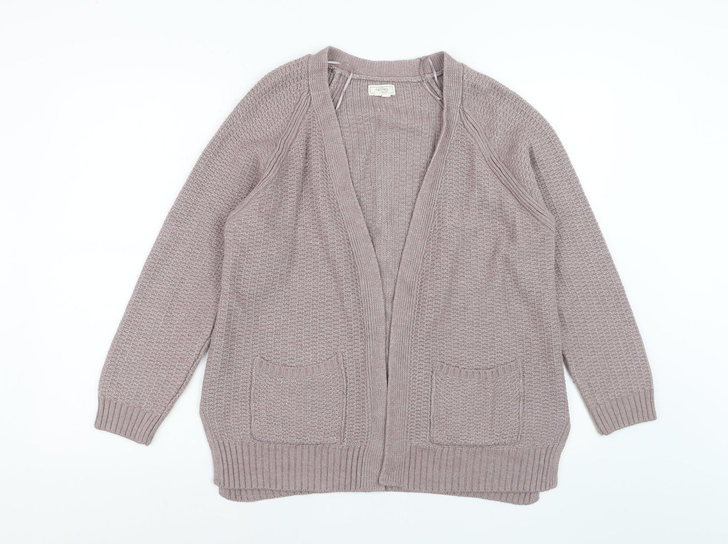 Fat Face Women Beige Knit Cardigan Size 16 Long Sleeve Open Front