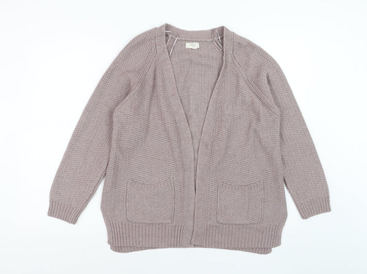 Fat Face Women Beige Knit Cardigan Size 16 Long Sleeve Open Front