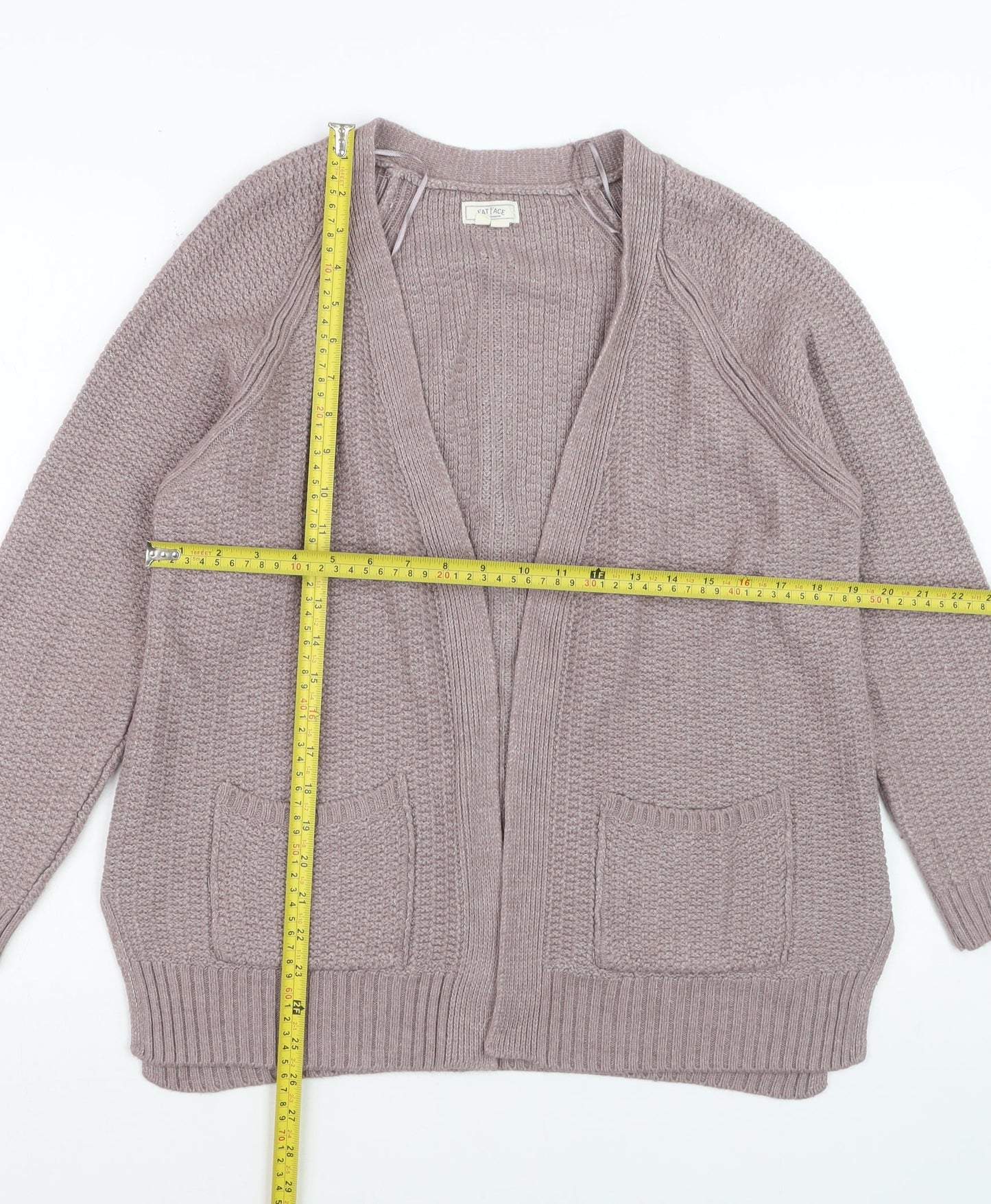 Fat Face Women Beige Knit Cardigan Size 16 Long Sleeve Open Front