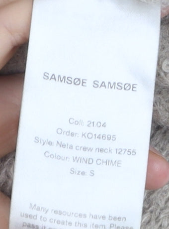 Samsøe Samsøe Women’s Beige Alpaca Crew Neck Pullover Jumper Size S