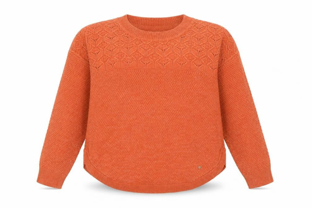 FatFace Women's Orange Acrylic Blend Textured Knit Jumper UK 14