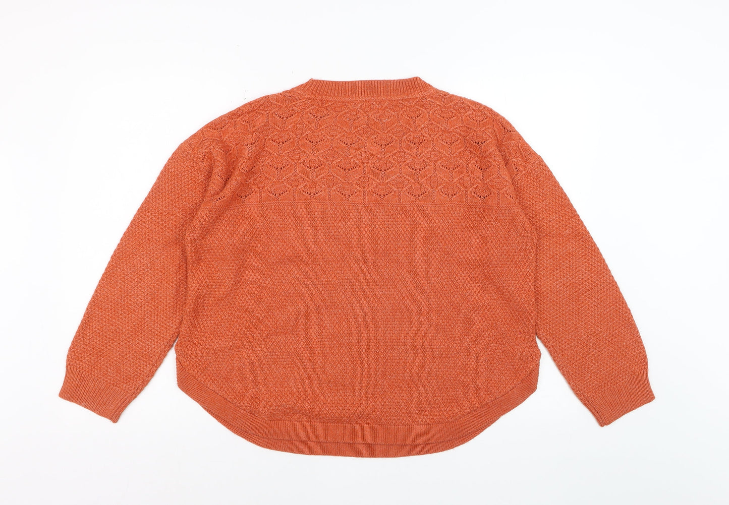 Fat Face Women's Orange Acrylic Blend Textured Knit Jumper UK 14