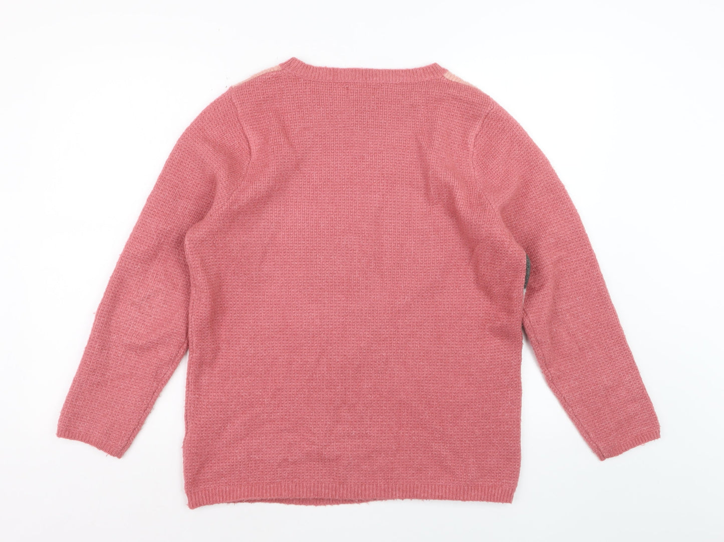 Cotton Traders Women Pink Colour Block Knit Jumper Size 14