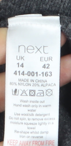Next Women Grey Alpaca Blend Ruffle Knit Jumper Size 14