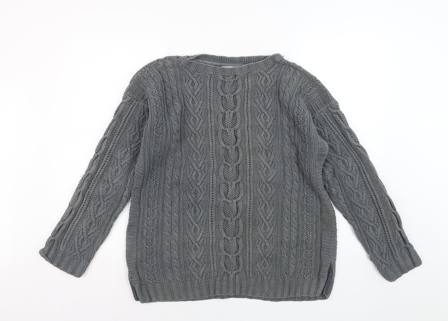 Laura Ashley Women’s Grey Cable-Knit Cotton Jumper L