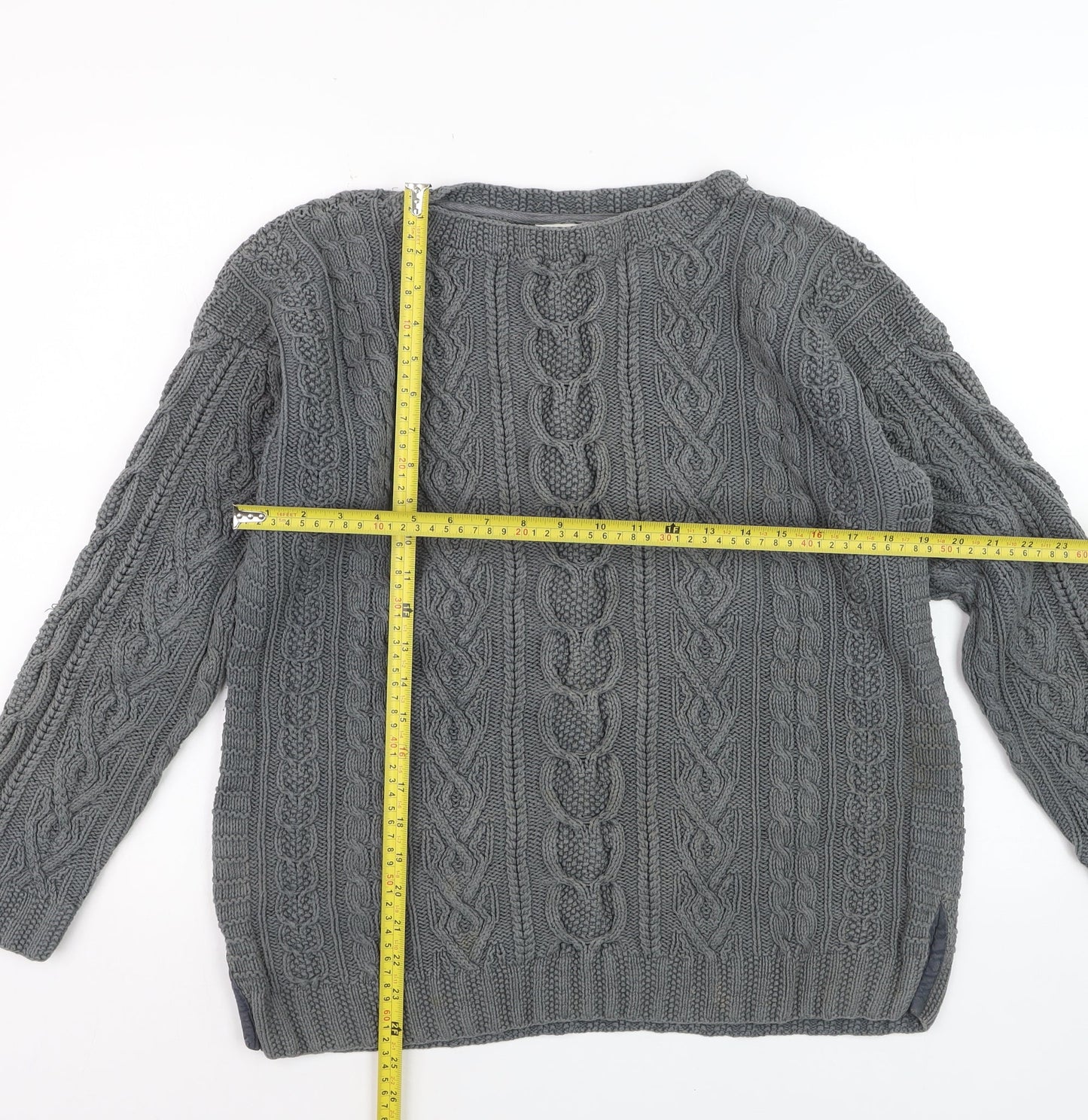 Laura Ashley Women’s Grey Cable-Knit Cotton Jumper L