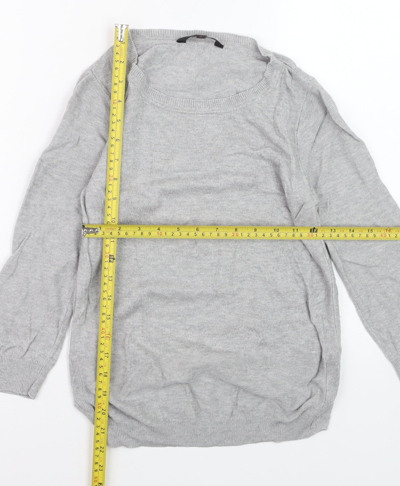 Jasper Conran Women's Grey Size 8 Crew Neck Long Sleeve Jumper