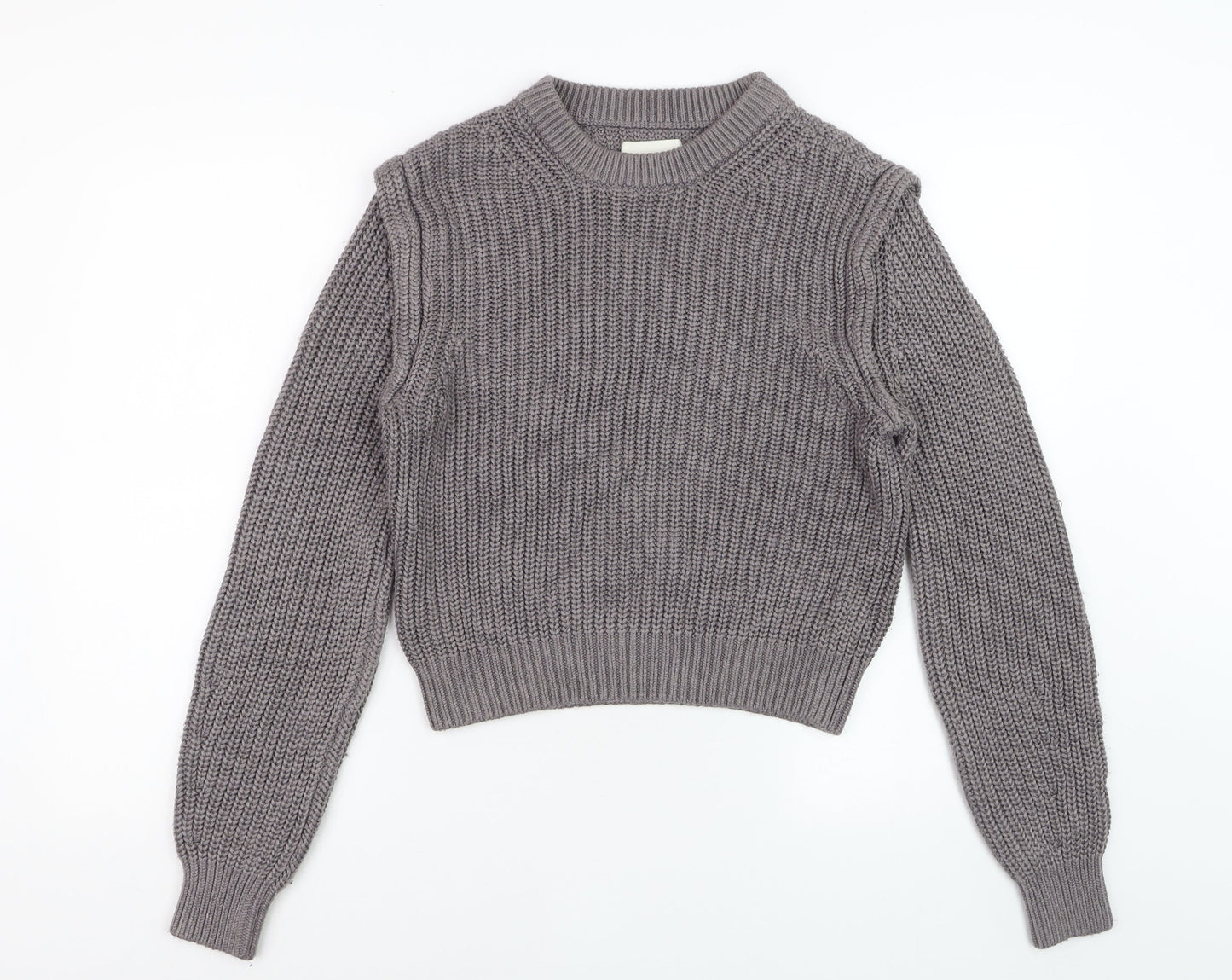Abercrombie & Fitch Women's Grey Chunky Knit Crew Neck Jumper Size S