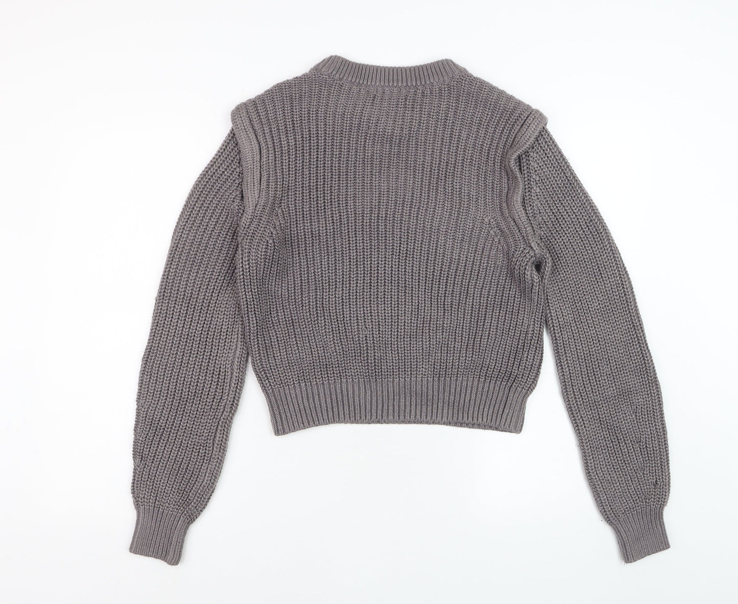 Abercrombie & Fitch Women's Grey Chunky Knit Crew Neck Jumper Size S