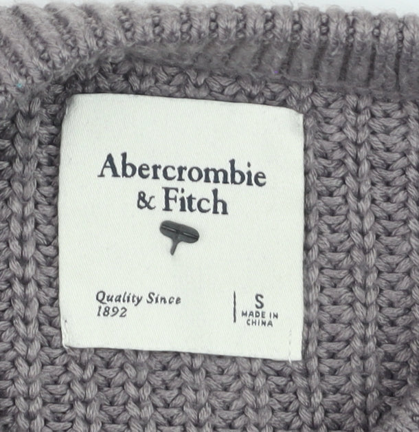 Abercrombie & Fitch Women's Grey Chunky Knit Crew Neck Jumper Size S