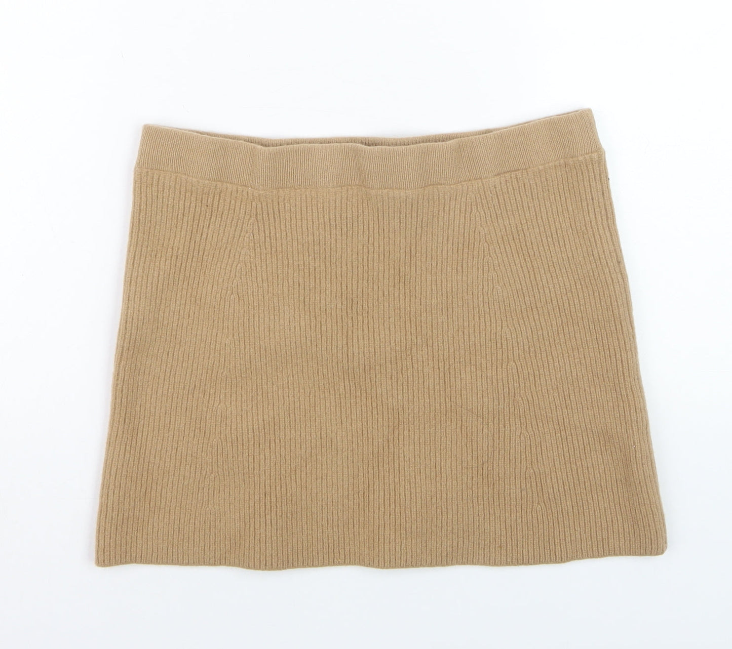 Uniqlo Women Beige Wool Knit Short Pencil Skirt L