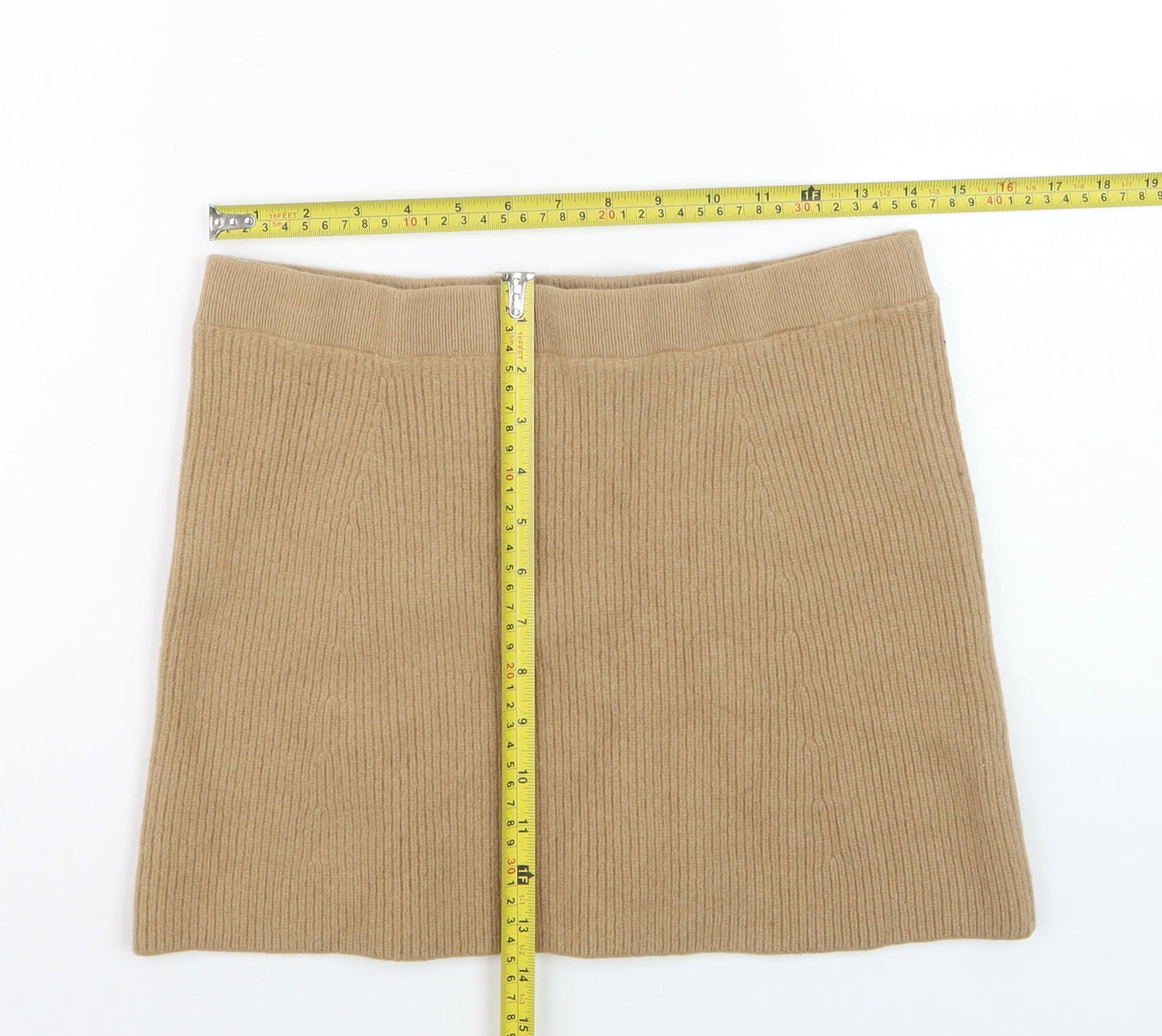 Uniqlo Women Beige Wool Knit Short Pencil Skirt L