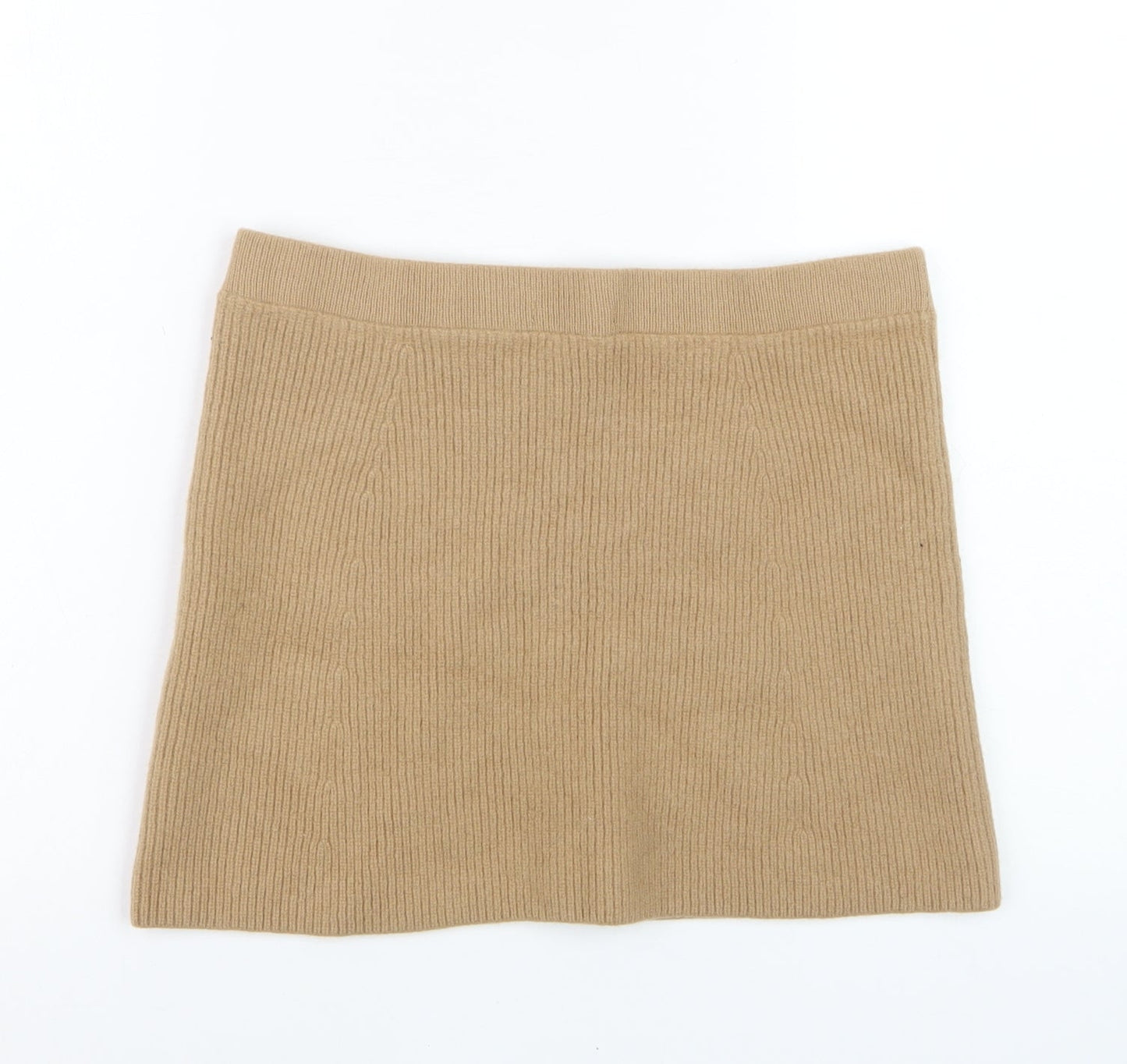 Uniqlo Women Beige Wool Knit Short Pencil Skirt L