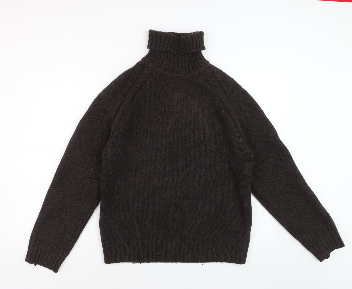H&M L.O.G.G. Women's Brown Roll Neck Lambswool Jumper M