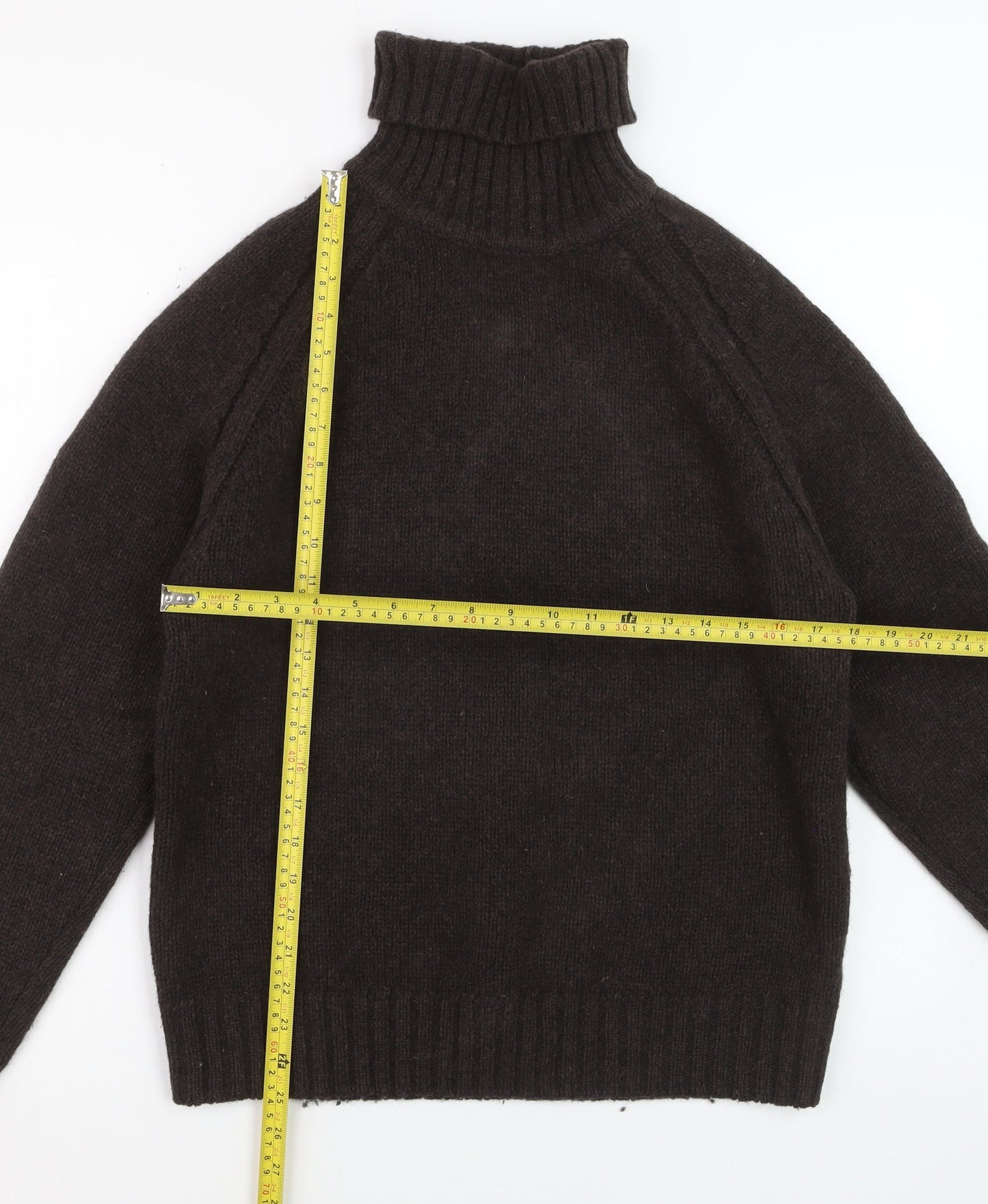 H&M L.O.G.G. Women's Brown Roll Neck Lambswool Jumper M