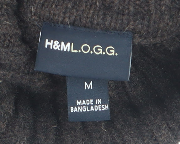 H&M L.O.G.G. Women's Brown Roll Neck Lambswool Jumper M