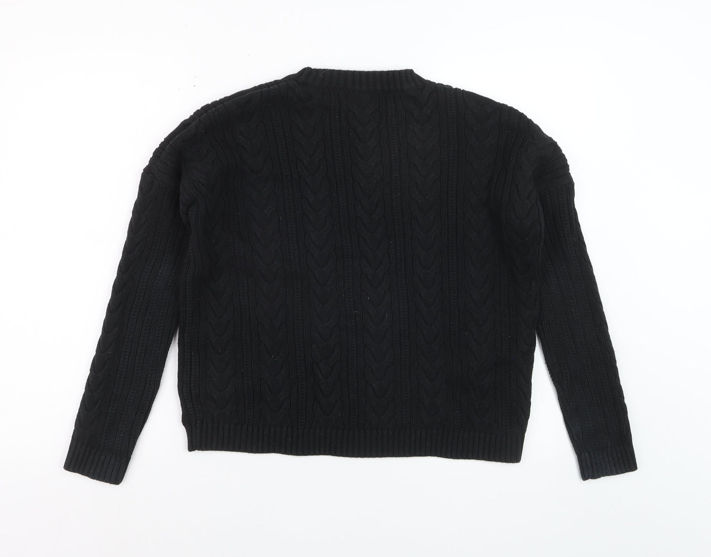 Superdry Womens Black Cable-Knit Cotton Jumper UK 10