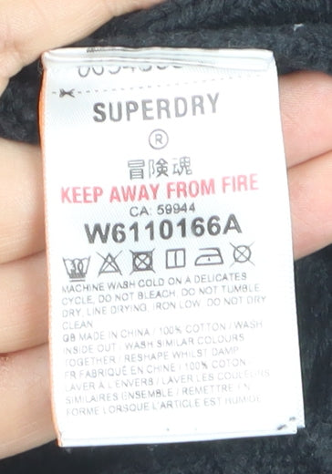 Superdry Womens Black Cable-Knit Cotton Jumper UK 10