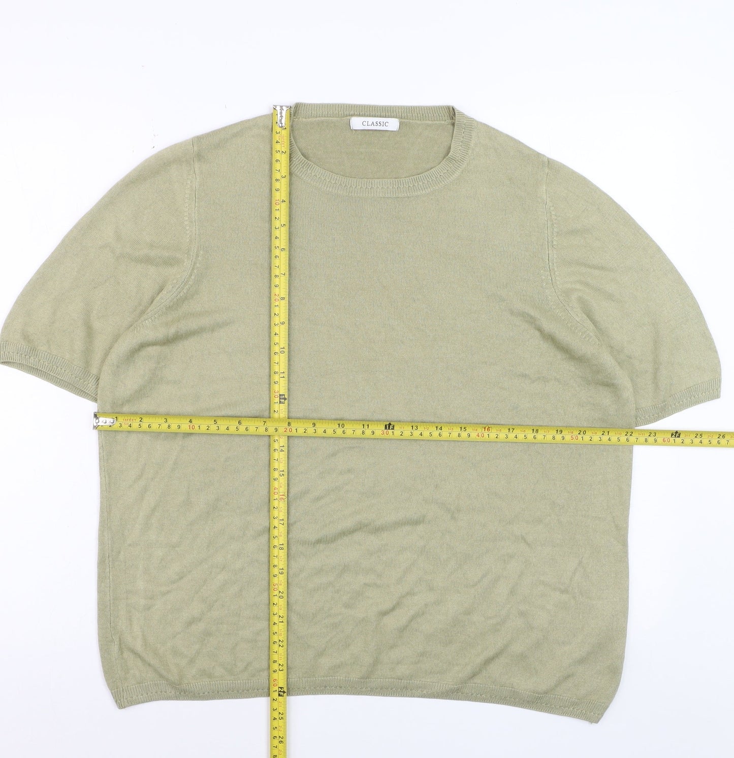 Marks and Spencer Women's Green Acrylic Short Sleeve Pullover Jumper Size 20