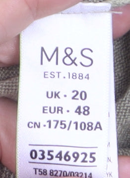Marks and Spencer Women's Green Acrylic Short Sleeve Pullover Jumper Size 20