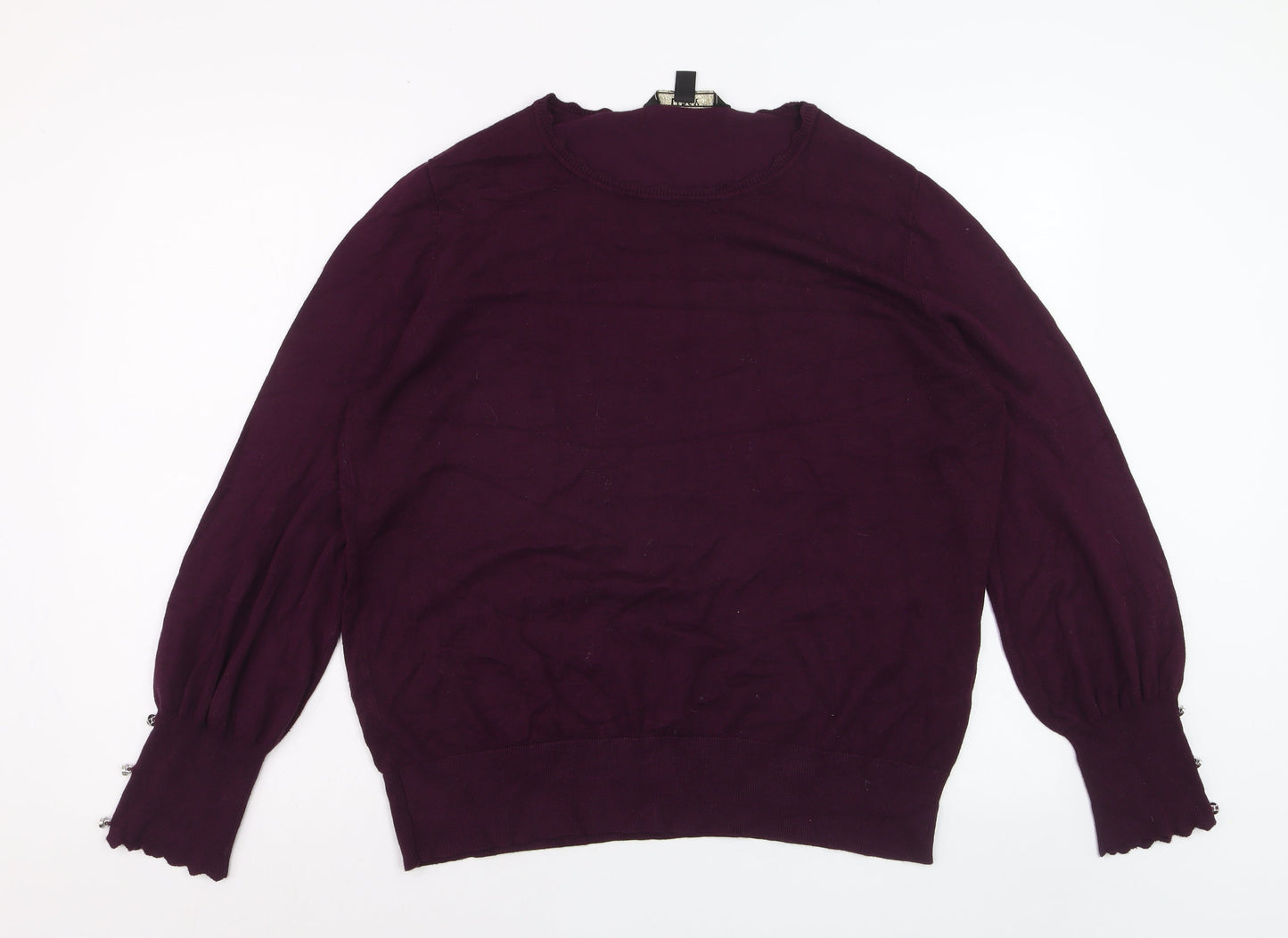 Lipsy Women Purple Crew Neck Long Sleeve Pullover Jumper Size 18