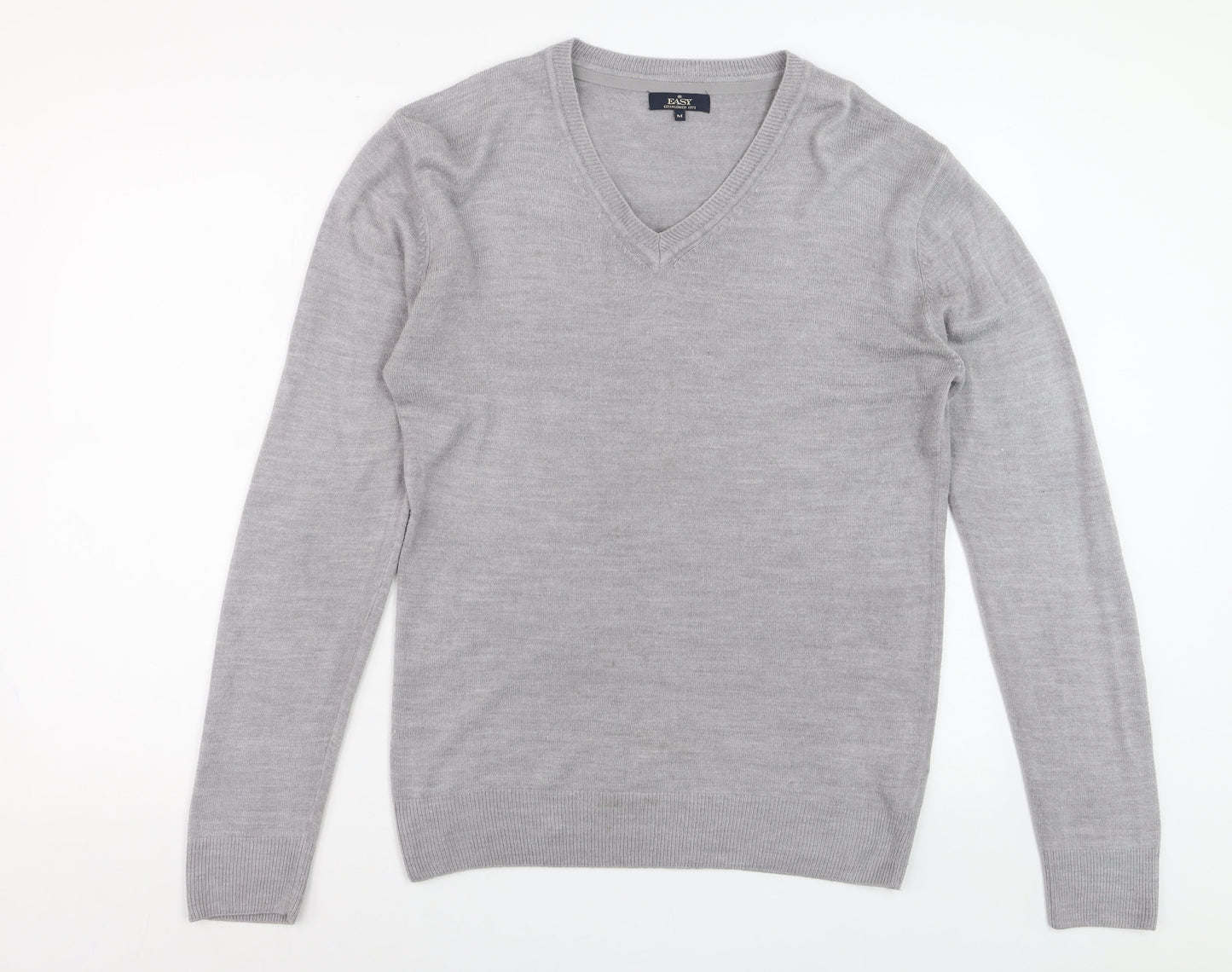 Easy Men’s Grey V-Neck Acrylic Knit Jumper Size M