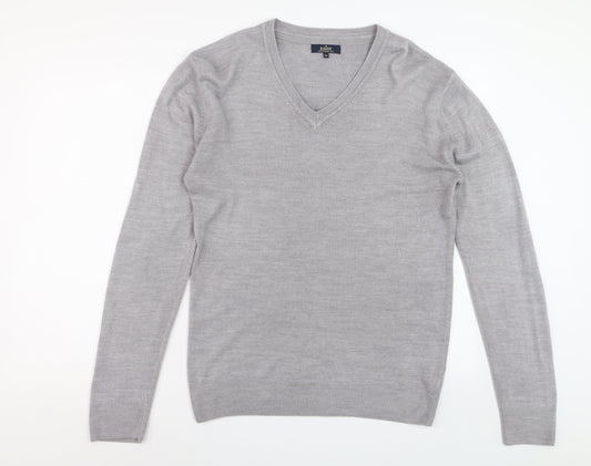 Easy Men’s Grey V-Neck Acrylic Knit Jumper Size M