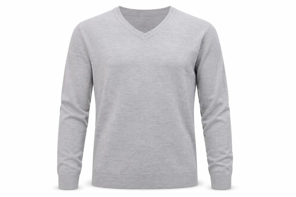 Easy Men’s Grey V-Neck Acrylic Knit Jumper Size M