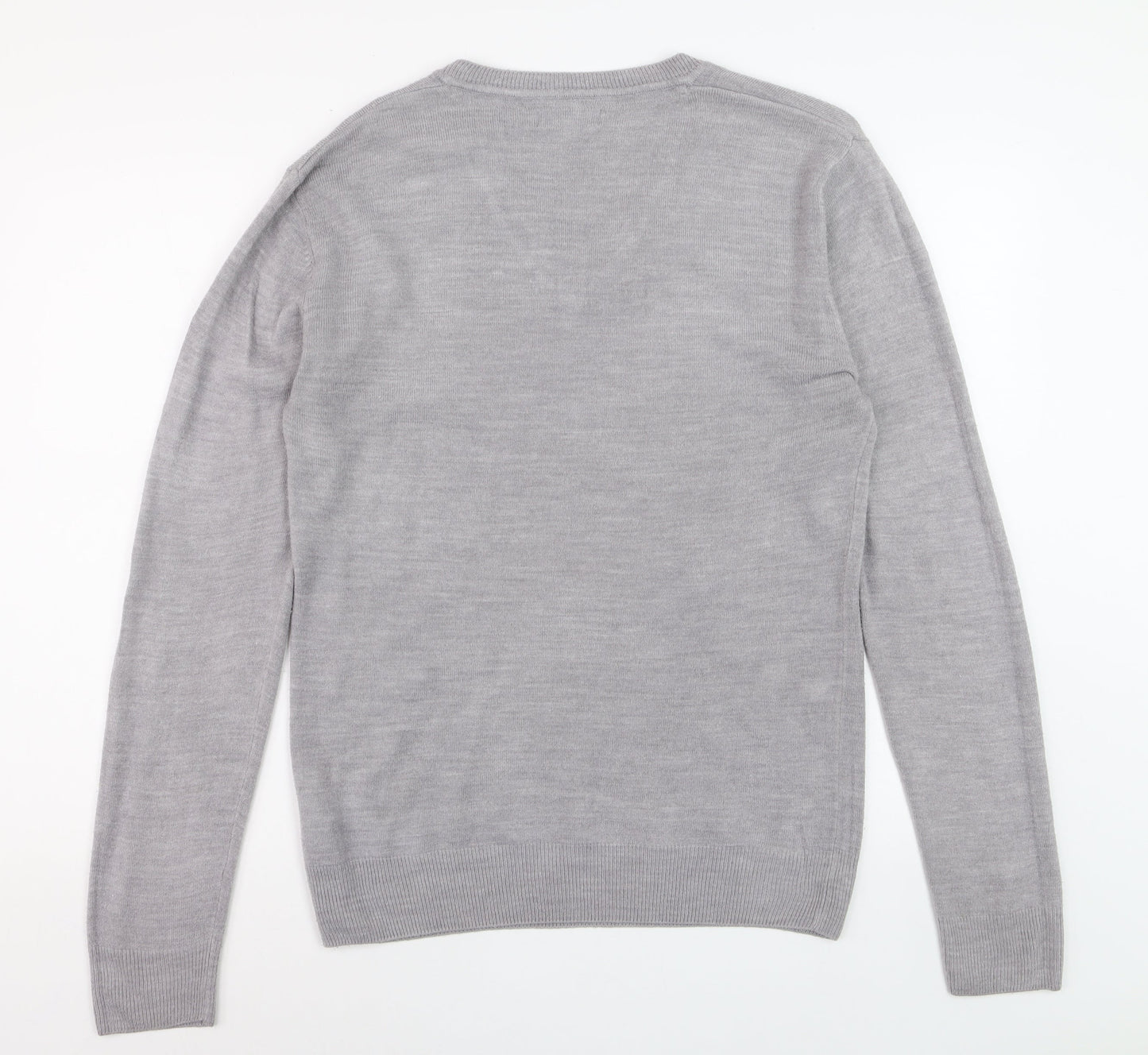 Easy Men’s Grey V-Neck Acrylic Knit Jumper Size M