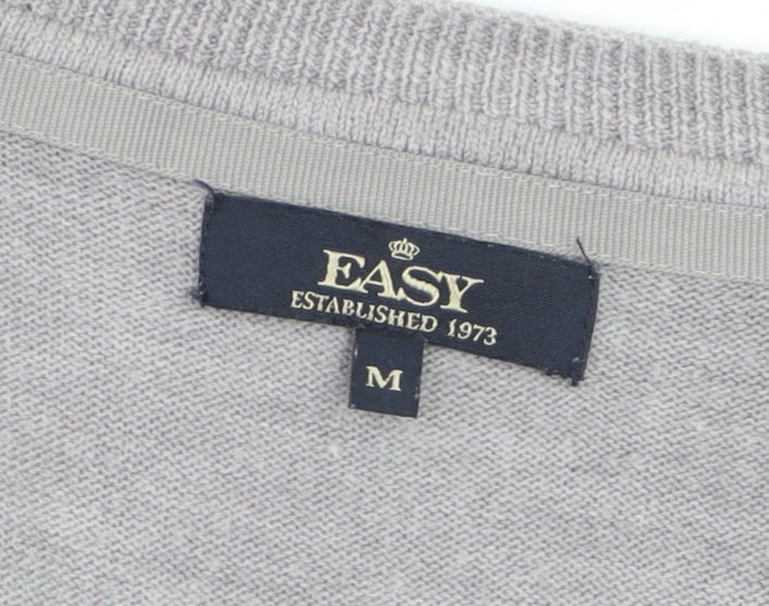 Easy Men’s Grey V-Neck Acrylic Knit Jumper Size M