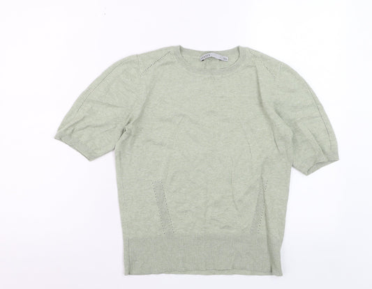 Oasis Women Green Short Sleeve Crew Neck Knit Jumper Size S