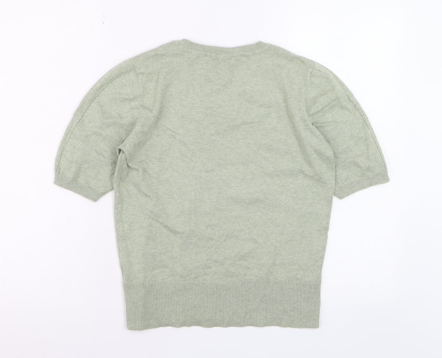 Oasis Women Green Short Sleeve Crew Neck Knit Jumper Size S