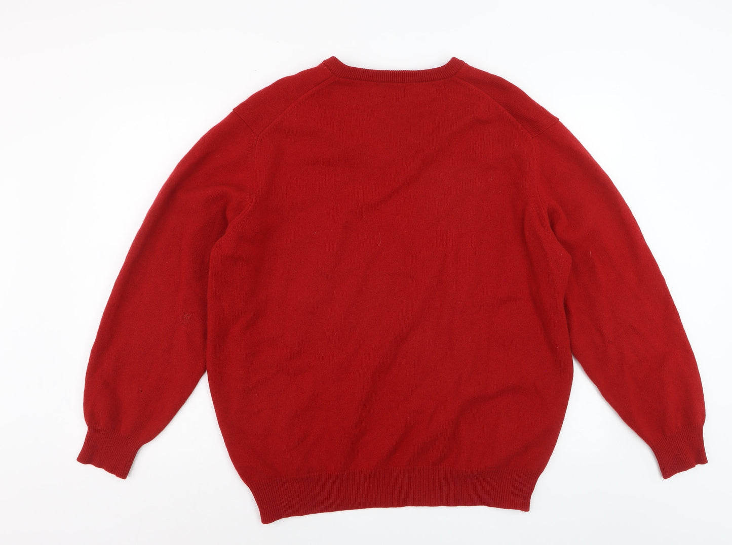 Hawick Knitwear Men's Red V-Neck Lambswool Jumper XL