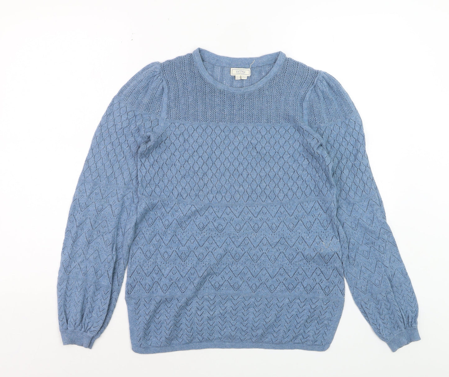 Fat Face Women Blue Size 8 Knit Long Sleeve Cotton Jumper