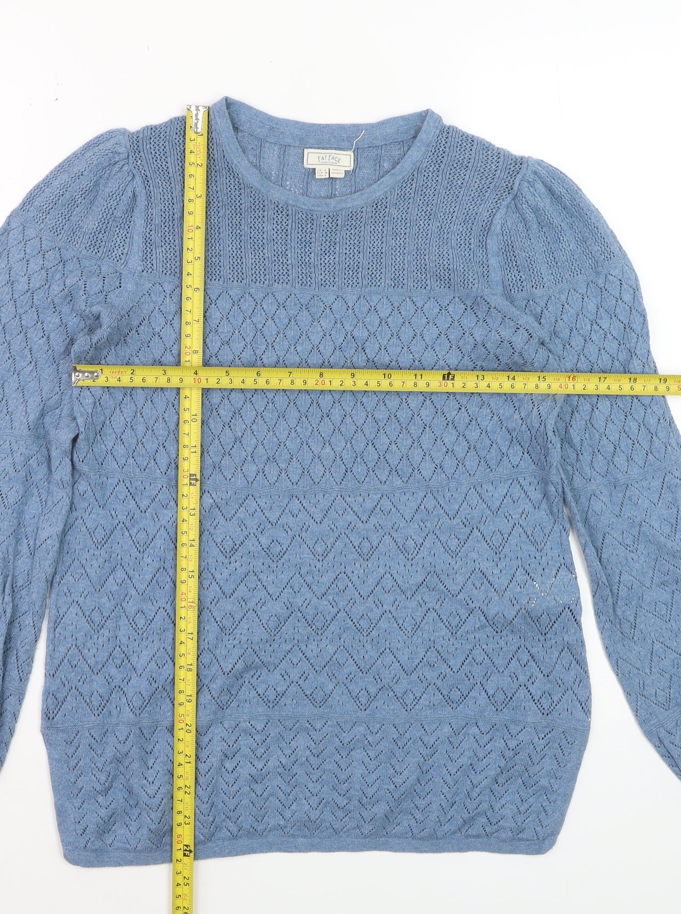 Fat Face Women Blue Size 8 Knit Long Sleeve Cotton Jumper