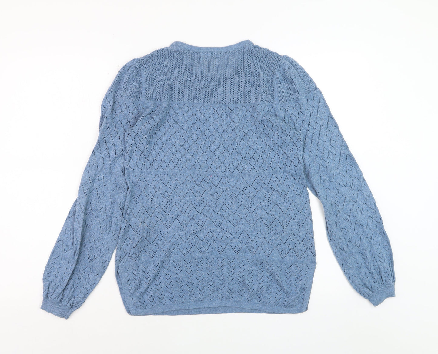 Fat Face Women Blue Size 8 Knit Long Sleeve Cotton Jumper