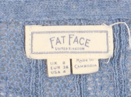 Fat Face Women Blue Size 8 Knit Long Sleeve Cotton Jumper