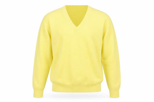 LWS Men's Yellow Angora V-Neck Jumper Size M Vintage Knitwear