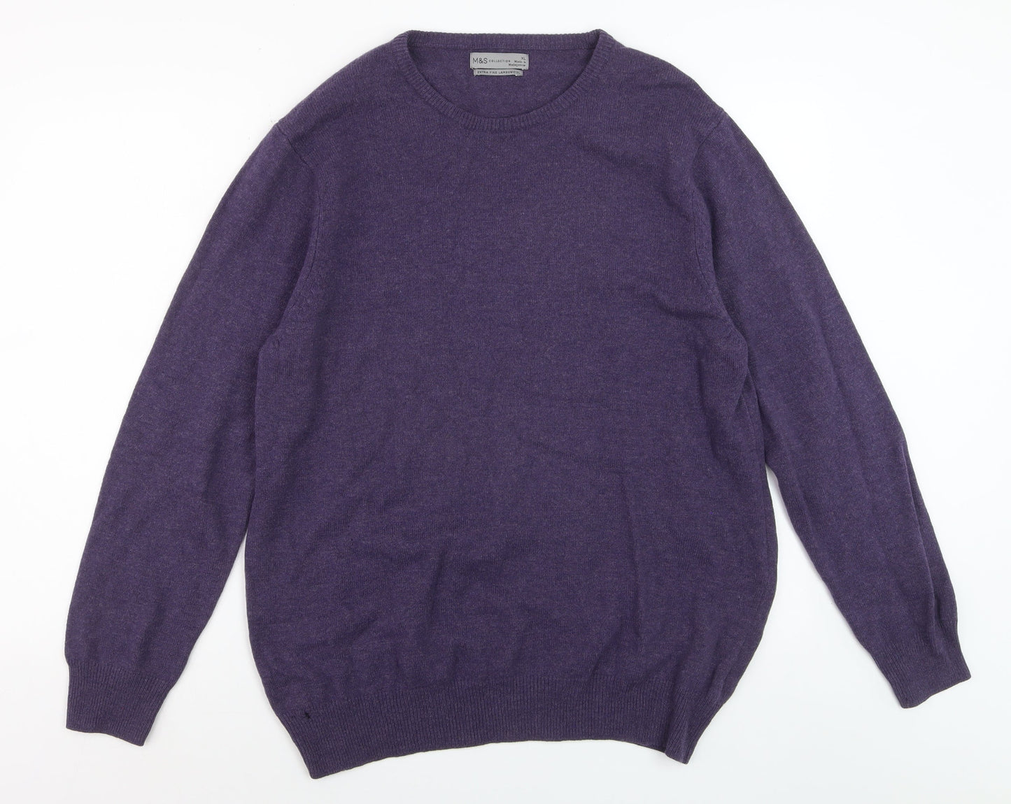 Marks and Spencer Men's Purple XL Lambswool Crew Neck Jumper