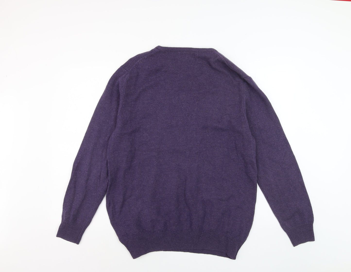 Marks and Spencer Men's Purple XL Lambswool Crew Neck Jumper