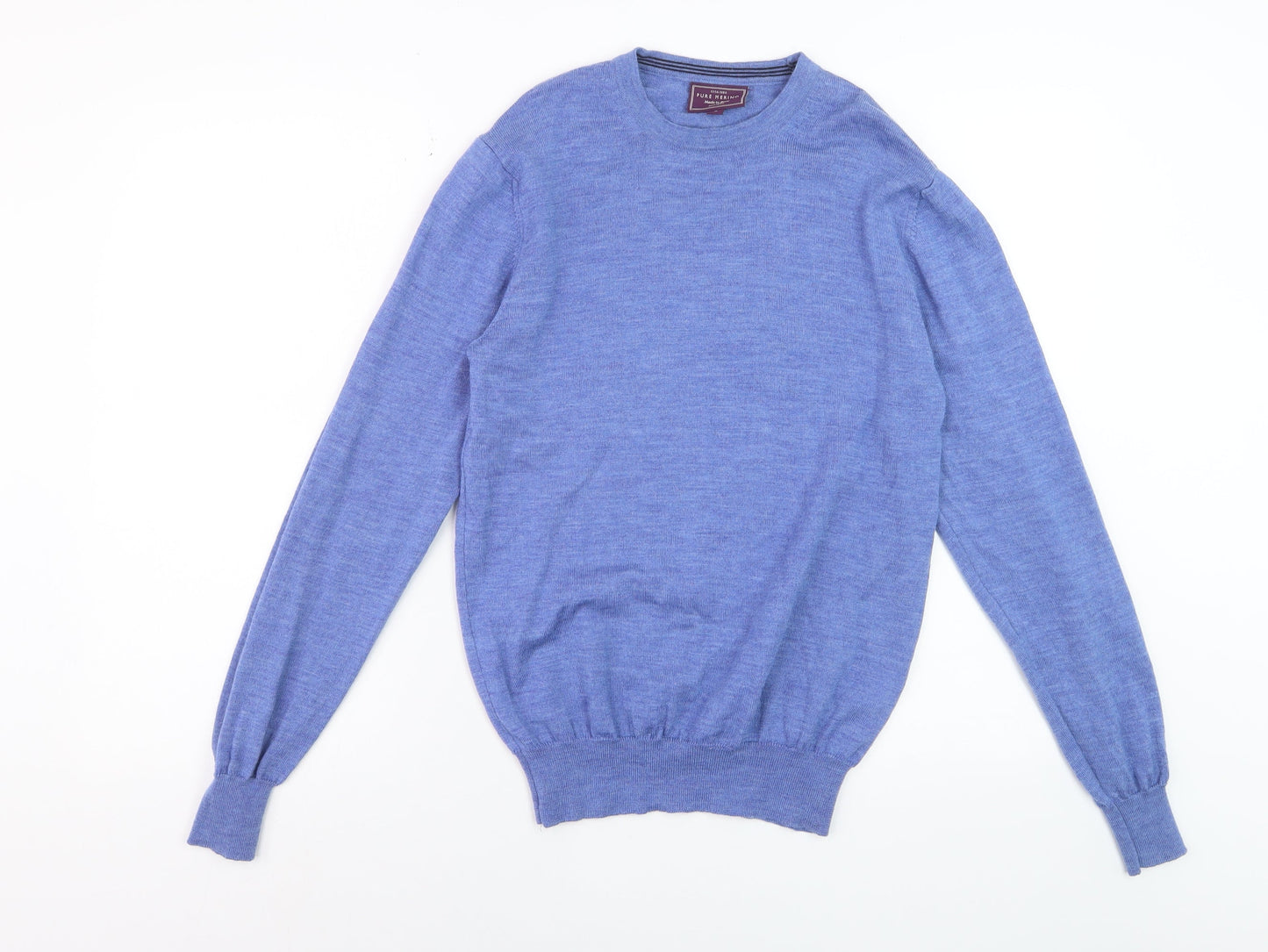 John Lewis Men's Blue Merino Wool Crew Neck Jumper Size S