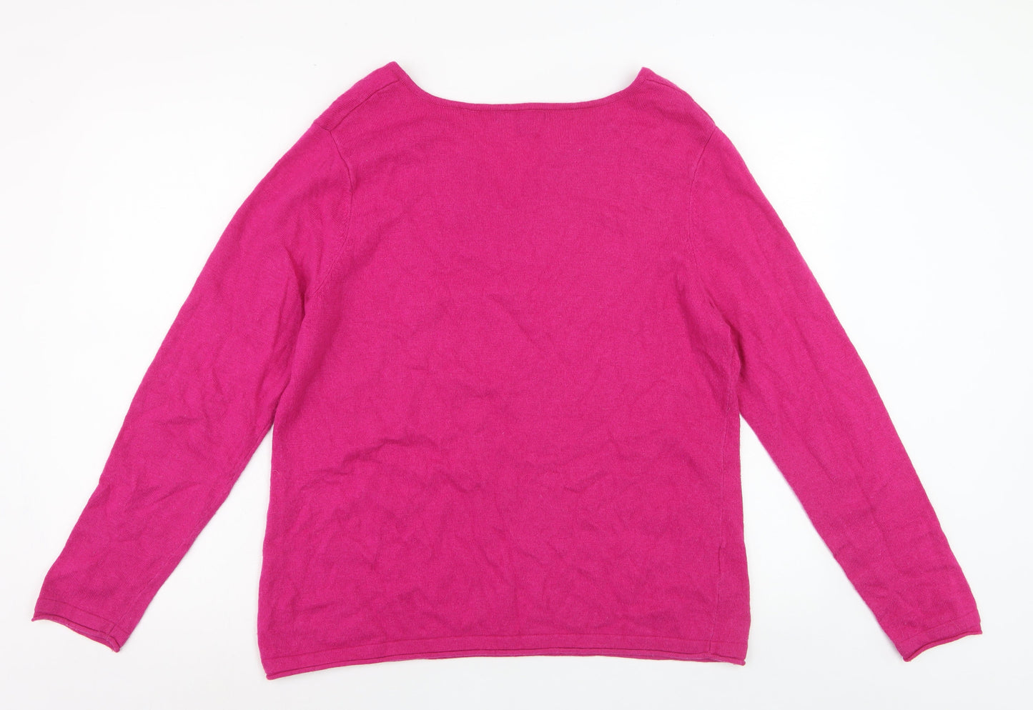 Laura Ashley Women’s Pink Henley Wool Cashmere Knit Jumper Size 18
