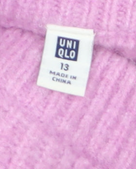 UNIQLO Girls Pink Acrylic Blend Crew Neck Pullover Jumper Size 13 Years